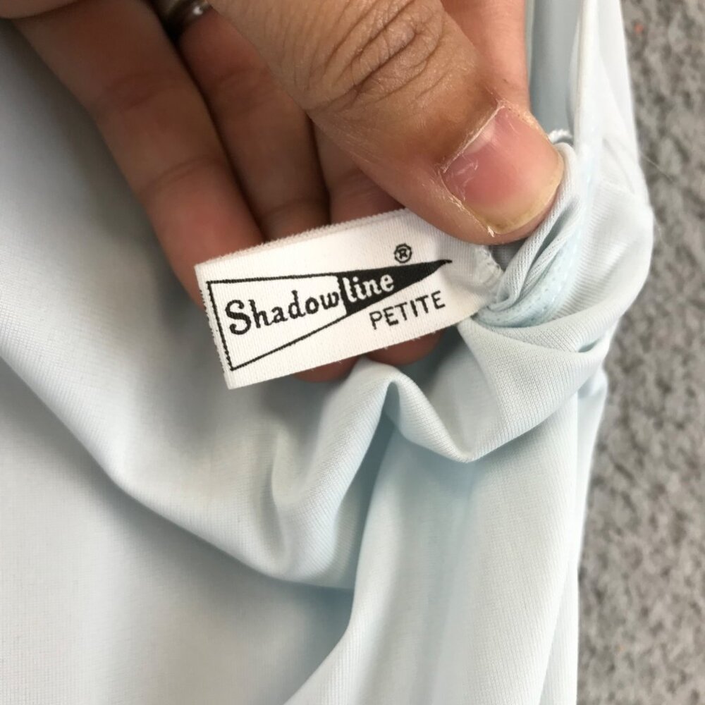 Vintage Shadowline Bridgerton Nightgown Boudoir PJs size 10 petite Blue 70s Lace - Picture 8 of 14